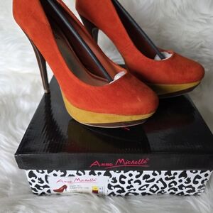 Anne Michelle Women's Orange and Yellow Heels